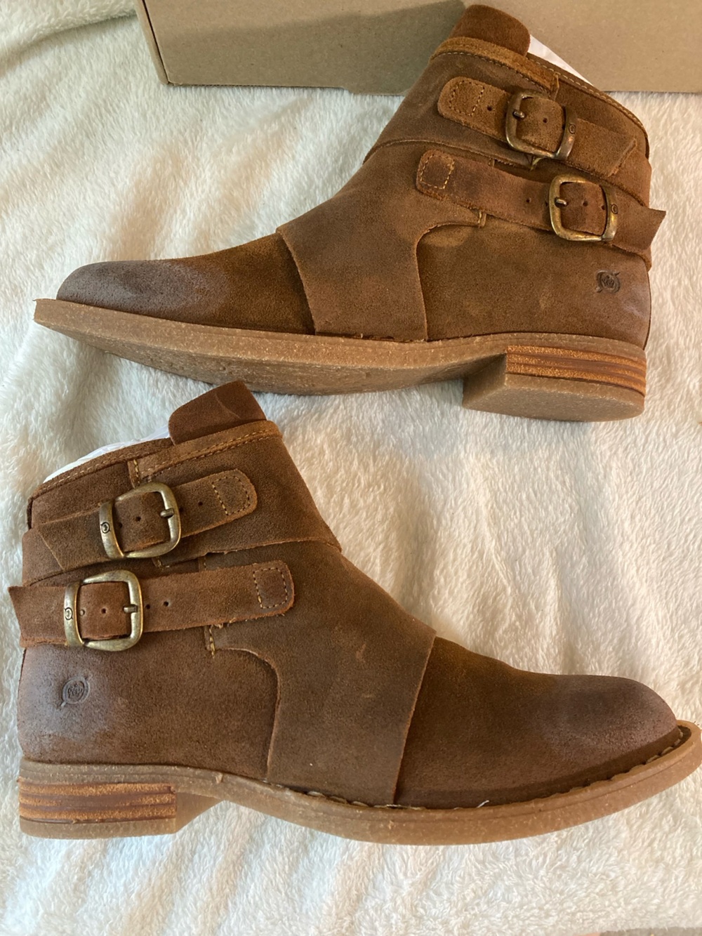 Born Moraga Brown Glazed Ginger Sz 7 Ankle Boots Booties Distressed